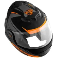 Capacete Moto Robocop, Escamoteável Pro Tork V-Pro Jet 3 - Preto/Laranja Tam: 56 - Image 3