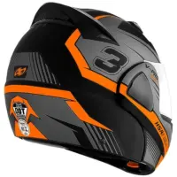 Capacete Moto Robocop, Escamoteável Pro Tork V-Pro Jet 3 - Preto/Laranja Tam: 56 - Image 4