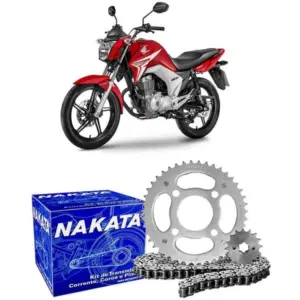 Kit Relação, Transmissão Moto Honda CG 150, 2004 a 2015 Nakata