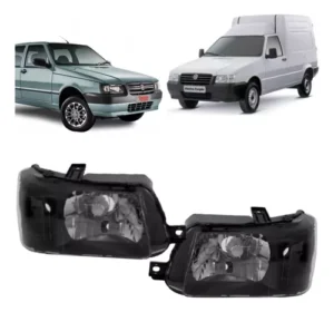 Par Farol Fiat Uno Fiorino Mascara Negra 2004 Até 2013